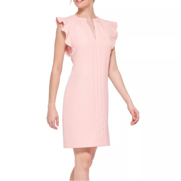 Vince Camuto Dresses & Skirts - NWT Vince Camuto Pink V-Neck Sleeveless Ruffle Trim mini Dress Women’s Size 4